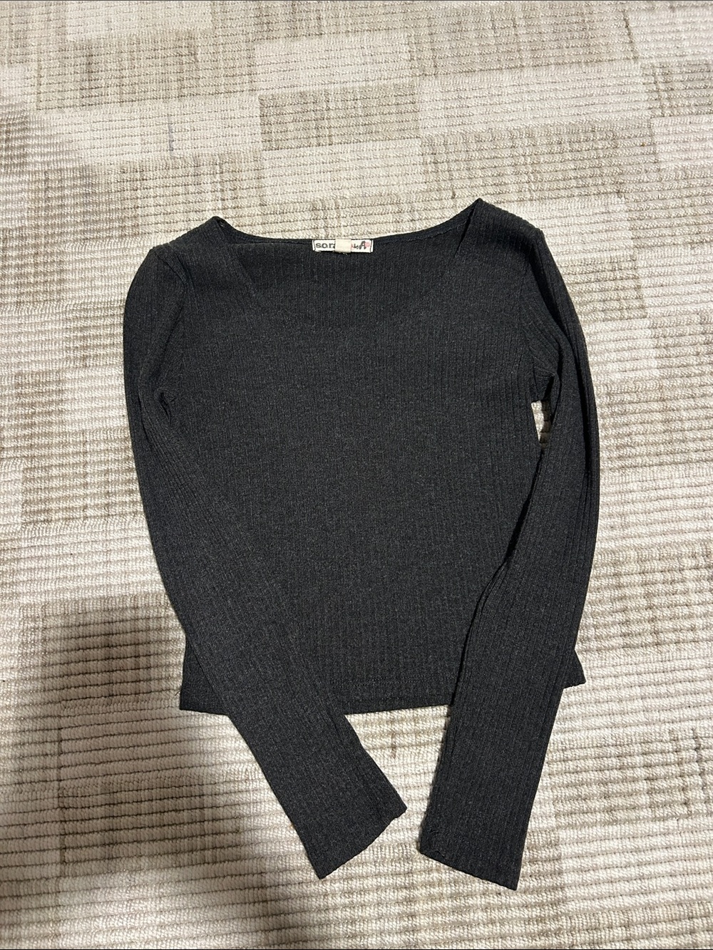 Slim Ribbed Crewneck Sweater in Black